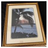Framed Artwork with Scenic Beach and Diamondhead Mountain View