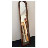 Wood-Framed Floor Mirror with Arch Top