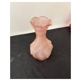 Elegant Pink Loganberry Satin Frosted Glass Decorative Vase