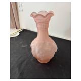 Elegant Pink Loganberry Satin Frosted Glass Decorative Vase