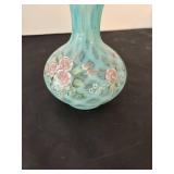 Vintage Fenton Glass Vase with Hand-Painted Roses Signed by Fenton