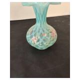 Vintage Fenton Glass Vase with Hand-Painted Roses Signed by Fenton