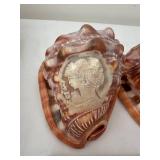 Set of 4 Carved Cameo Conch Seashells