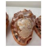 Set of 4 Carved Cameo Conch Seashells