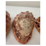 Set of 4 Carved Cameo Conch Seashells