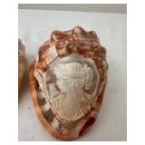 Set of 3 Vintage Cameo Conch Seashells with Carved Creations