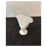 Set of 3 Milk Glass Compote and Candy Dishes with Silvercrest Ruffled Edge