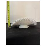 Set of 3 Milk Glass Compote and Candy Dishes with Silvercrest Ruffled Edge