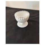 Set of 3 Fenton White Milk Glass Spanish Lace Pieces with Silvercrest Rim