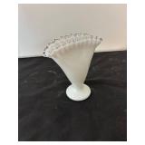 Set of 3 Fenton White Milk Glass Spanish Lace Pieces with Silvercrest Rim