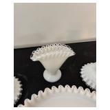 Vintage Fenton Silver Crest White Milk Glass Serving Pieces