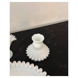 Vintage Fenton Silver Crest White Milk Glass Serving Pieces