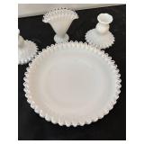 Vintage Fenton Silver Crest White Milk Glass Serving Pieces