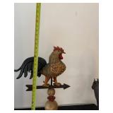 Set of Two Rustic Farm Animal Sculptures - Rooster on Pedestal and Animal Stack