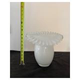 Fenton White Milk Glass Vase, Dish, and Candle Holder Set