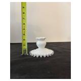 Fenton White Milk Glass Vase, Dish, and Candle Holder Set