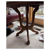 Vintage Marble Top Side Table with Intricate Wood Base
