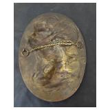 Art Nouveau Female Bust Metal Plaque with Elegant Relief Design