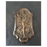 Antique Poseidon Cast Iron Wall Plaque with Classical Figures