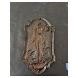 Antique Poseidon Cast Iron Wall Plaque with Classical Figures