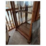 Antique Oak Wood Curio Cabinet with Glass Doors and Interior Lighting