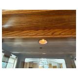 Antique Oak Wood Curio Cabinet with Glass Doors and Interior Lighting