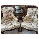 Pair of Vintage Upholstered Armchairs with Floral Pattern