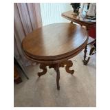 Antique Round Wooden Side Table with Ornate Legs