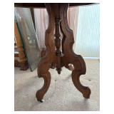 Antique Round Wooden Side Table with Ornate Legs