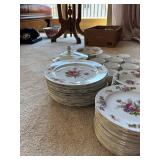 Set of Vintage Harmony House Dresdania Fine China Dishware with Tea Cups and Serving Plates