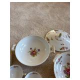 Set of Vintage Harmony House Dresdania Fine China Dishware with Tea Cups and Serving Plates
