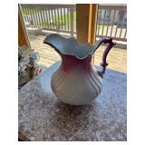 Vintage Washstand with Pink Porcelain Basin and Pitcher