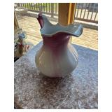 Vintage Washstand with Pink Porcelain Basin and Pitcher