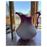 Vintage Washstand with Pink Porcelain Basin and Pitcher