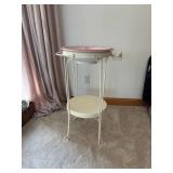 Vintage Washstand with Pink Porcelain Basin and Pitcher