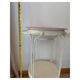 Vintage Washstand with Pink Porcelain Basin and Pitcher