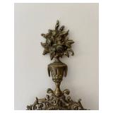 Pair of Vintage Brass Wall Sconces with Floral Decor