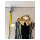 Handcrafted Fabric Doll with Green Striped Dress and Gold Bow