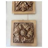 Set of 4 Ornate Floral Decor Wood Plaques
