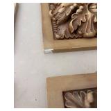 Set of 4 Ornate Floral Decor Wood Plaques