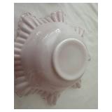 Set of 2 Vintage Ruffled Edge Glass Bowls with Floral Motif