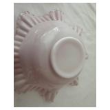 Set of 2 Vintage Ruffled Edge Glass Bowls with Floral Motif