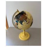 Vintage Yellow Globe with Metal Meridian Stand