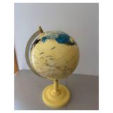 Vintage Yellow Globe with Metal Meridian Stand
