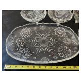 Set of 10 Clear Pressed Glass Bowls and Platters with Snowflake Design