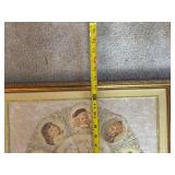 Framed Antique Style Fan Valentine Artwork with Portraits