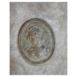 Antique Oval Cameo Wall Plaque with Detailed Portrait