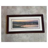 Framed Panoramic Stillwater, MN Landscape Print with Mahogany Finish Frame
