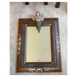 Vintage Hanging Wall Mirror with Cherub Accent