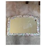 Vintage Mosaic Framed Mirror with Floral Design